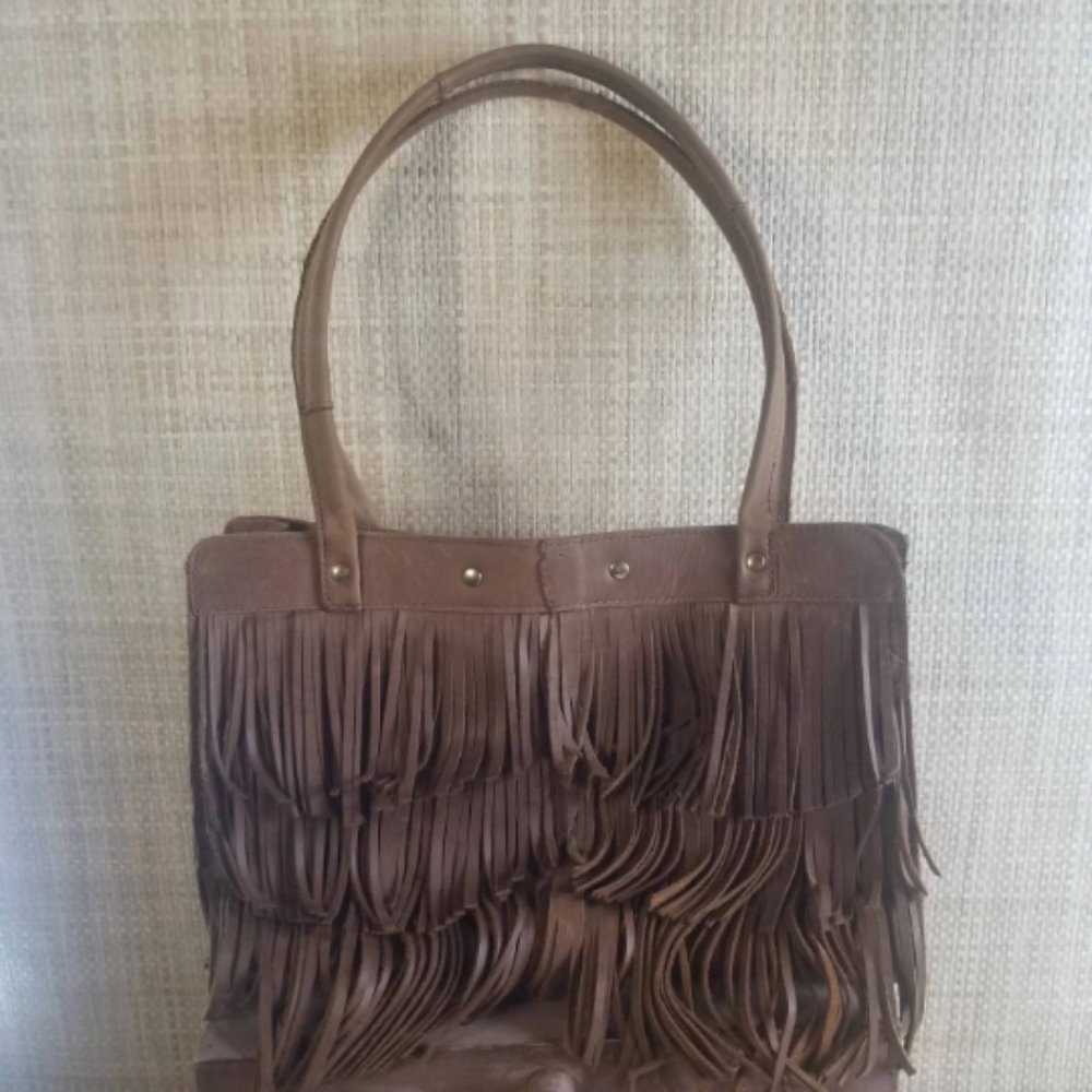Fringe & Patchwork Boho Leather Purse Bag